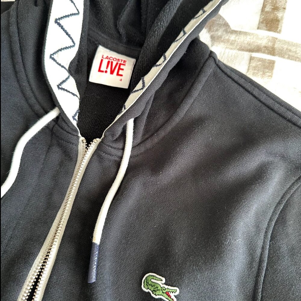 Lacoste Men’s Black Full-Zip Sweatshirt Classic Crocodile Logo - Picture 2 of 3